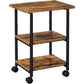 VASAGLE 3-Tier Machine Cart with Wheels and Adjustable Table Top Rustic Brown and Black