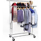 SONGMICS Metal Clothes Rack Stand on Wheels Heavy Duty Silver