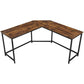 VASAGLE L-Shaped Computer Desk Rustic Brown and Black LWD73X