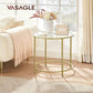 VASAGLE Round Side Tables Set of 2 Tempered Glass with Steel Frame Gold