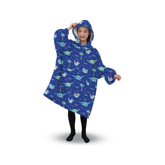 GOMINIMO Hoodie Blanket (Kids Dinosaur Dark blue)