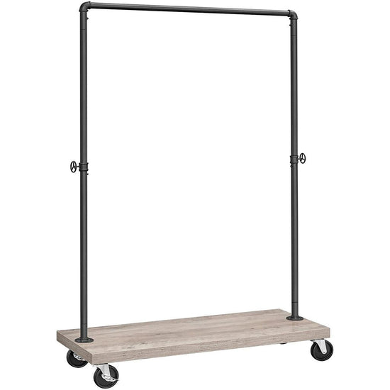 VASAGLE Clothes Rack Single Rail with Wheels Greige