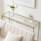 VASAGLE Console Table Tempered Glass Gold