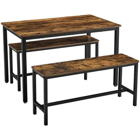 VASAGLE Dining Table Set with 2 Benches