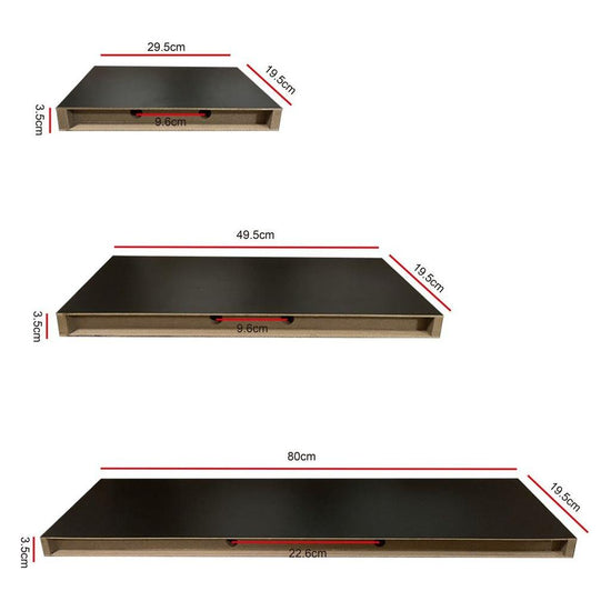 EKKIO Floating Shelf Set of 3 Black