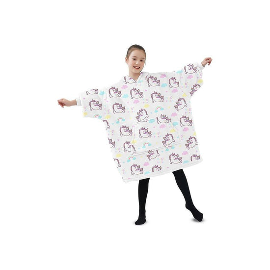 GOMINIMO Hoodie Blanket (Kids Unicorn white)