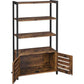 VASAGLE Bookcase Floor Standing Storage Cabinet and Cupboard with 2 Louvred Doors and 3 Shelves Bookshelf  Rustic Brown