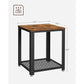 VASAGLE Side Table with Mesh Shelf Rustic Brown and Black LET41XV1