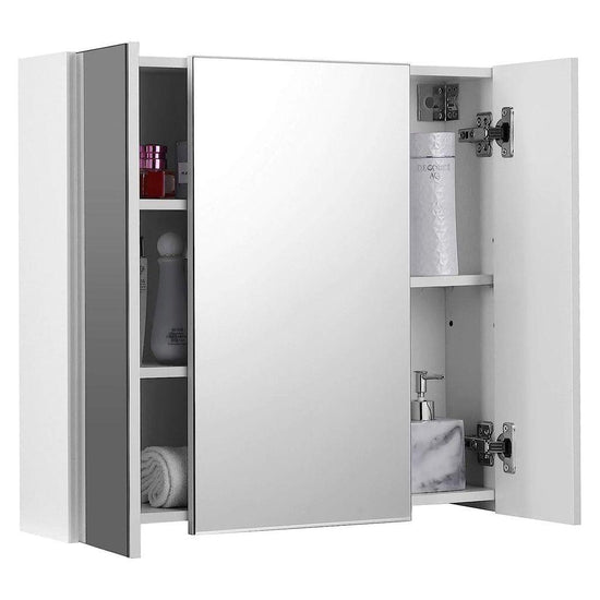 VASAGLE Bathroom Wall Cabinet with Mirror and Adjustable Shelf White BBK22WTV1