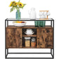 VASAGLE Sideboard with Glass Surface and Open Compartments