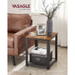 VASAGLE Side Table with Mesh Shelf Rustic Brown and Black LET41XV1