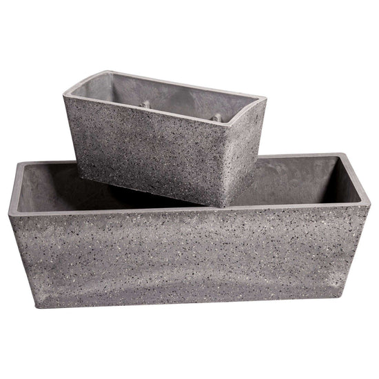 Imitation Stone Concrete White & Grey Stone Rectangle Planter 50cm - Magdasmall