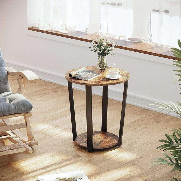 Industrial Iron Frame Round Coffee Table