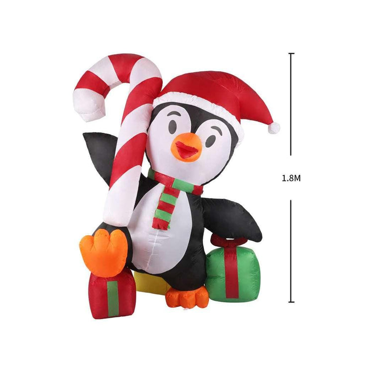 Inflatable Christmas Decor Happy Penguin 1.8M LED Lights Xmas Party - Magdasmall