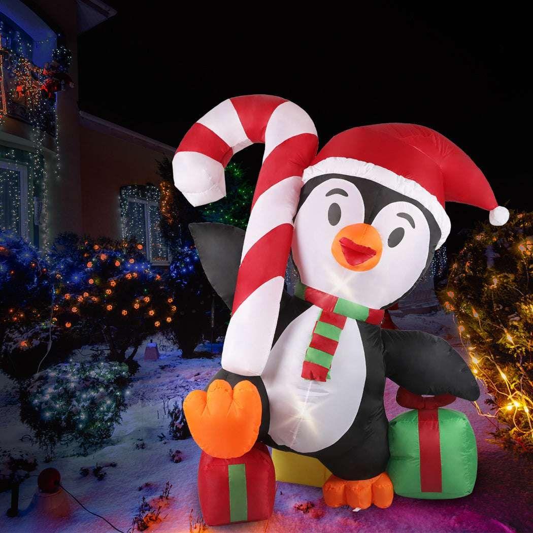 Inflatable Christmas Decor Happy Penguin 1.8M LED Lights Xmas Party - Magdasmall