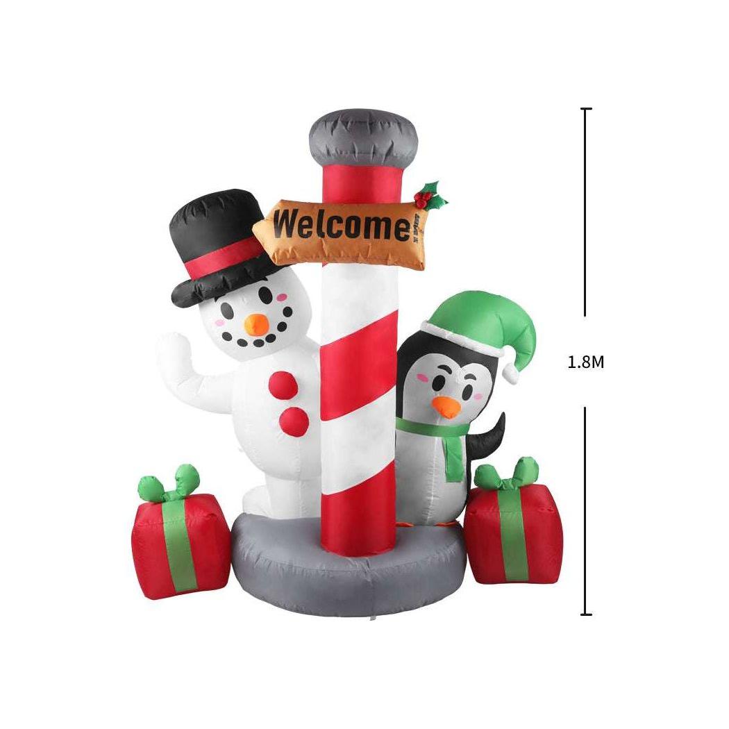 Inflatable Christmas Decor Pole Welcome 1.8M LED Lights Xmas Party - Magdasmall