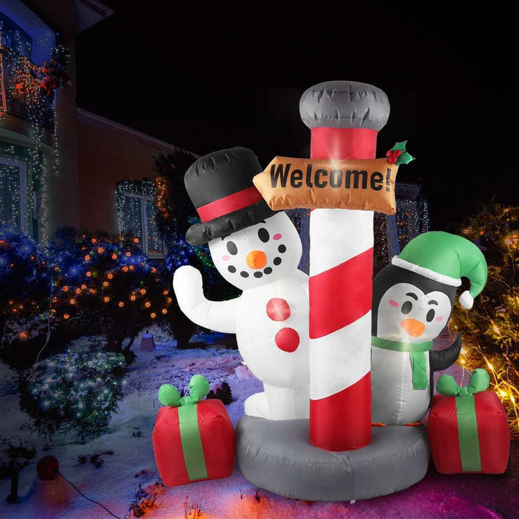 Inflatable Christmas Decor Pole Welcome 1.8M LED Lights Xmas Party - Magdasmall