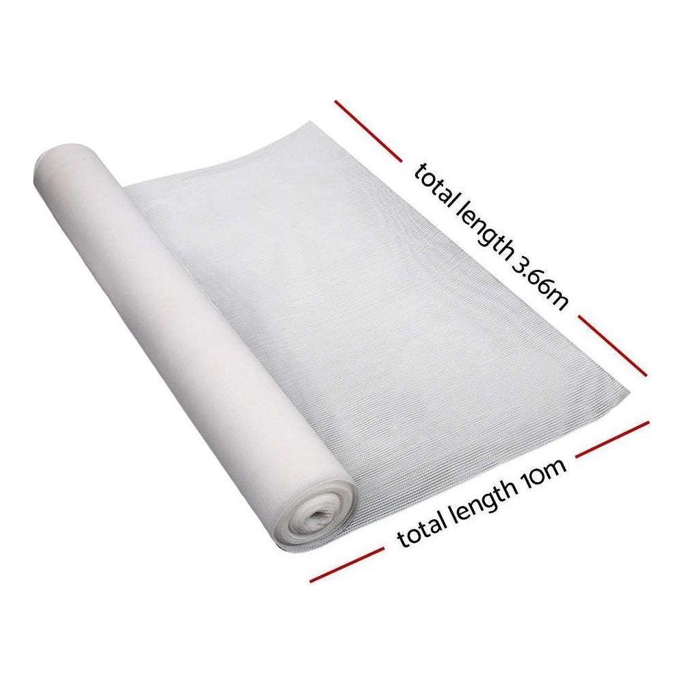 Instahut 3.66x10m 50% UV Shade Cloth Shadecloth Sail Garden Mesh Roll Outdoor White - Magdasmall