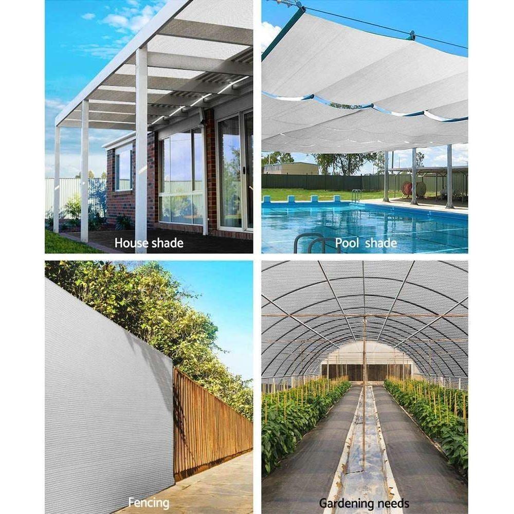 Instahut 3.66x10m 50% UV Shade Cloth Shadecloth Sail Garden Mesh Roll Outdoor White - Magdasmall