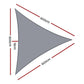 Instahut Shade Sail 6x6x6m Triangle 280GSM 98% Grey Shade Cloth
