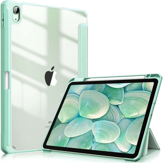 iPad 10th Case 10.9 Inch 2022 with Pencil Holder, Smart iPad Clear Case with Soft TPU Auto Wake Sleep Green