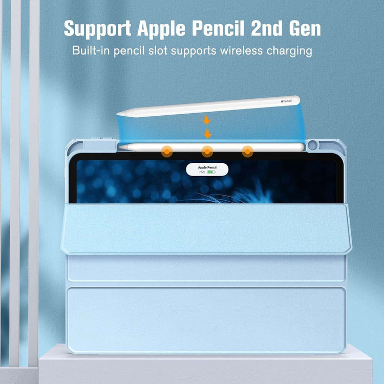 iPad Pro 11 Inch 2020-2022 Soft Tpu Smart Premium Case Auto Sleep Wake Stand Clear Cover Pencil holder ice blue