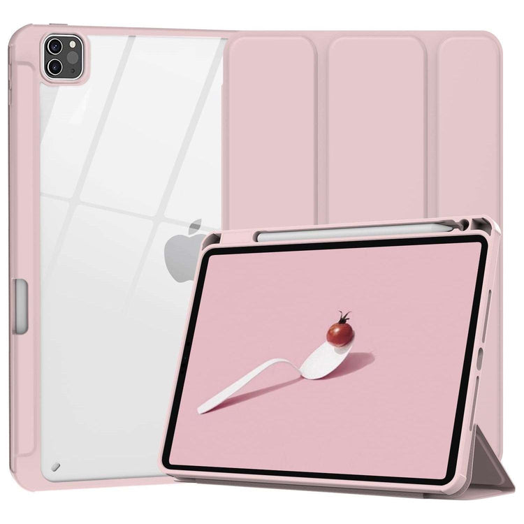 iPad Pro 11 Inch 2020-2022 Soft Tpu Smart Premium Case Auto Sleep Wake Stand Clear Cover Pencil holder Pink