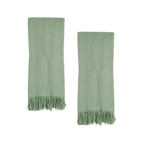 J Elliot Home 400GSM Camila Set of 2 Cotton Waffle Hand Towels 45 x 65 cm Pistachio