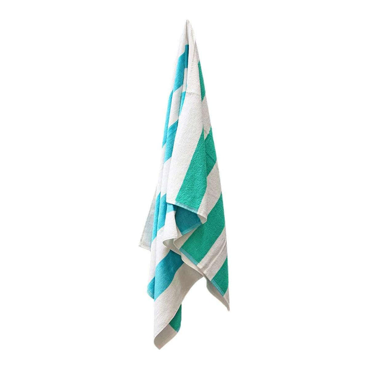 J.Elliot Home 400GSM Premium Cotton Reversible Striped Beach Towel 76 x 152 cm Aqua Teal - Magdasmall