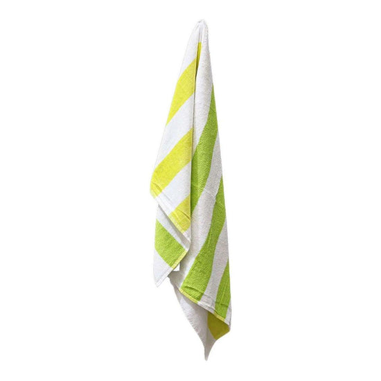 J.Elliot Home 400GSM Premium Cotton Reversible Striped Beach Towel 76 x 152 cm Lime Green - Magdasmall