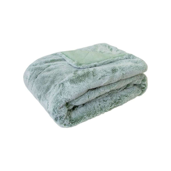 J Elliot Home Archie Sage Faux Fur Throw Rug 130 x 160cm - Magdasmall