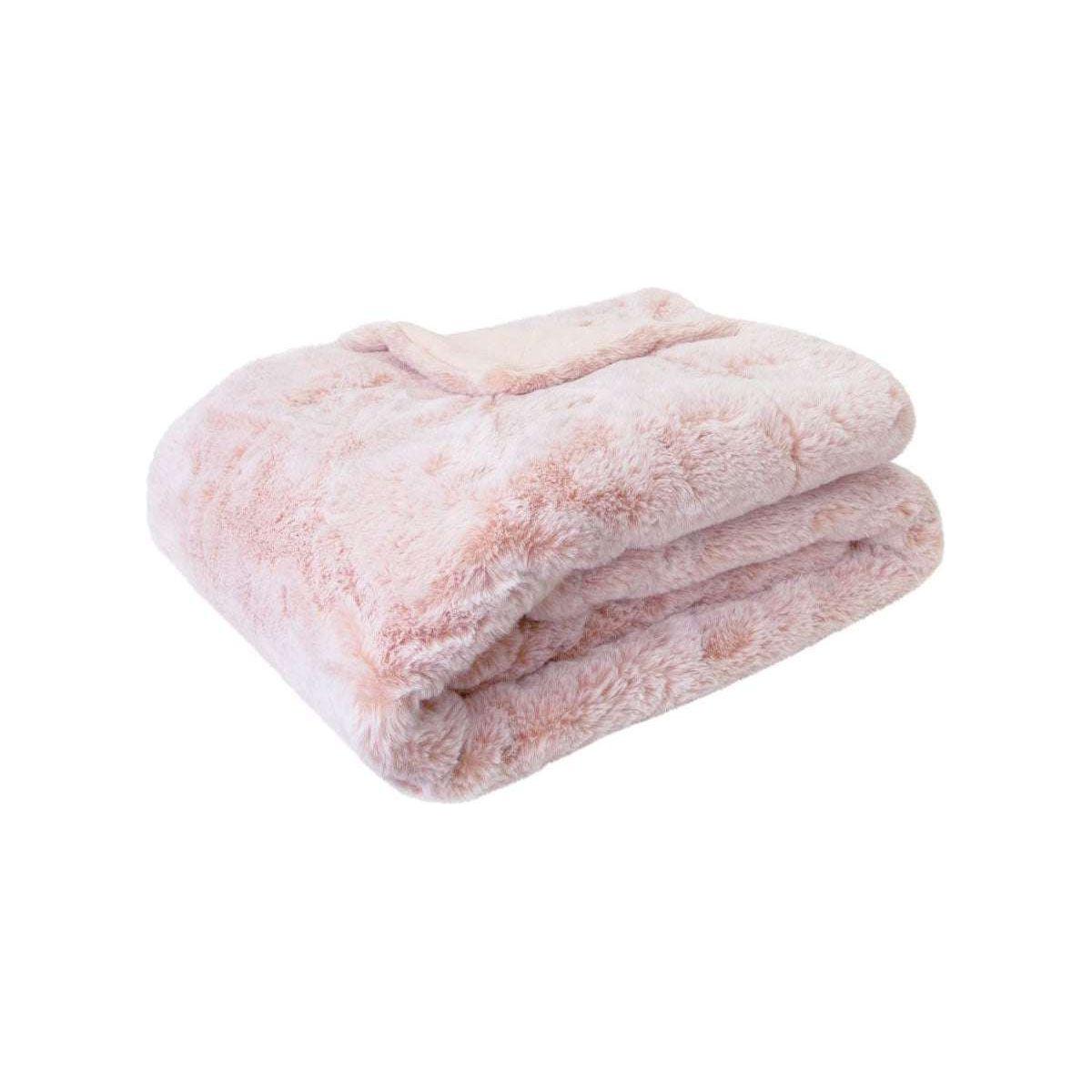 J Elliot Home Archie Soft Pink Faux Fur Throw Rug 130 x 160cm - Magdasmall