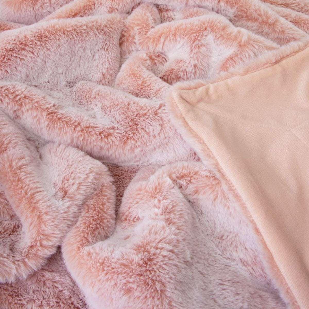 J Elliot Home Archie Soft Pink Faux Fur Throw Rug 130 x 160cm - Magdasmall