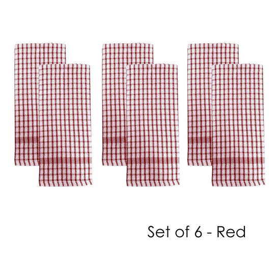 J.Elliot Home Set of 6 Elly Terry Tea Towels Red