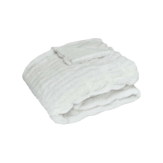 J Elliot Home Skyler Ivory Faux Fur Throw Rug 130 x 160cm - Magdasmall