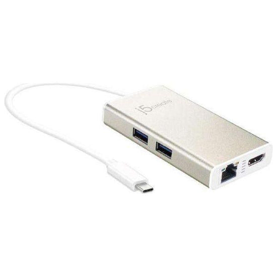 J5create JCA374 USB-C TYPE-C Multi adapter - USB-C to 2 x USB 3.0, Gigabit Ethernet port, HDMI, USB-C PD Pass through Power Delivery port