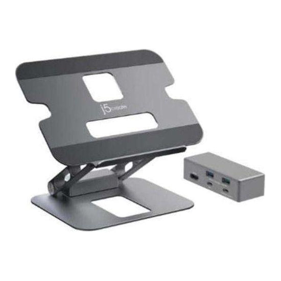 J5create JTS327 Multi-Angle single 4K HDMI Docking Laptop Stand with USB-C Pass Through (USB-C Dock w/ 4K HDMI, 2 x USB-A, USB-C Host, USB-C 100W PD)