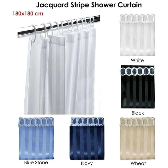 Jacquard Stripe Shower Curtain Blue Stone