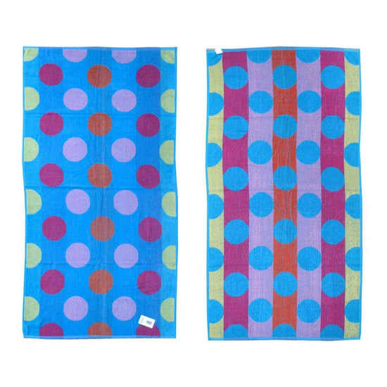 Jacquard Velour Reversible Beach Towel Blue Circles