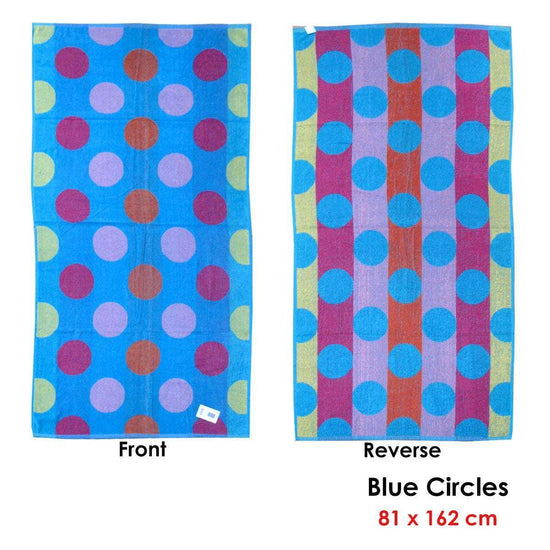 Jacquard Velour Reversible Beach Towel Blue Circles