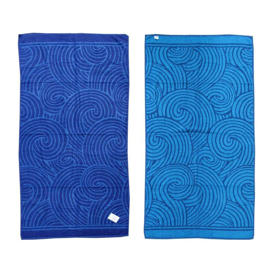 Jacquard Velour Reversible Beach Towel Blue Swirls