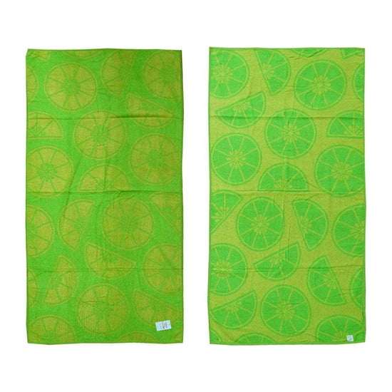 Jacquard Velour Reversible Beach Towel Lime Cirtus