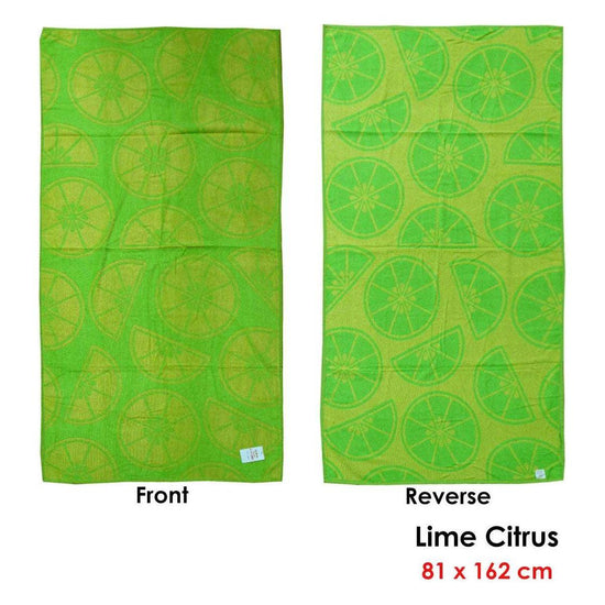 Jacquard Velour Reversible Beach Towel Lime Cirtus