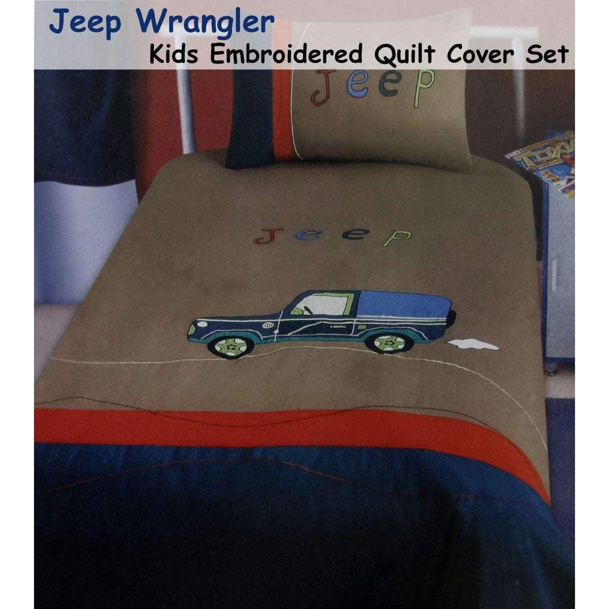 Jeep Wrangler Embroidered Quilt Cover Set Single