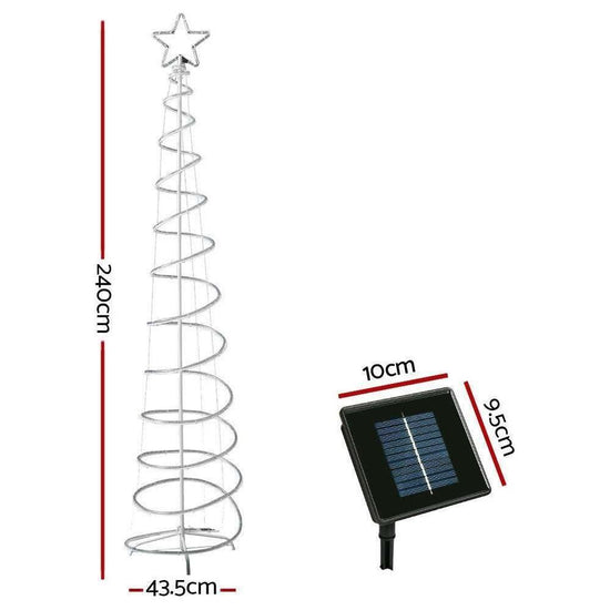 Jingle Jollys 2.4M LED Christmas Tree Solar Motif Lights 8 Modes Multi-Colour