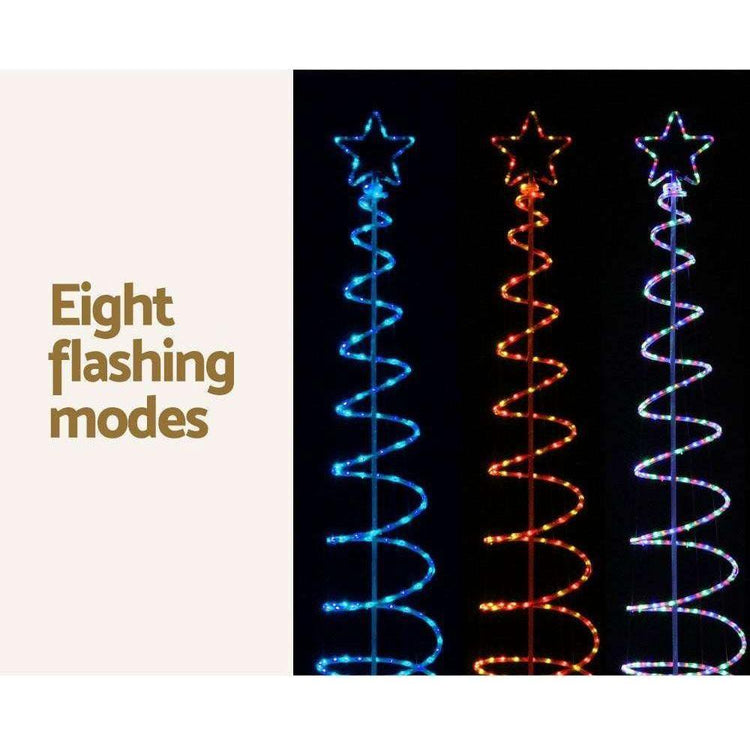 Jingle Jollys 2.4M LED Christmas Tree Solar Motif Lights 8 Modes Multi-Colour