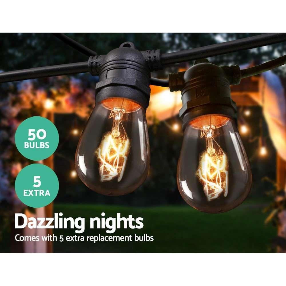 Jingle Jollys 47m Festoon String Lights Christmas Bulbs Party Wedding Garden Party - Magdasmall