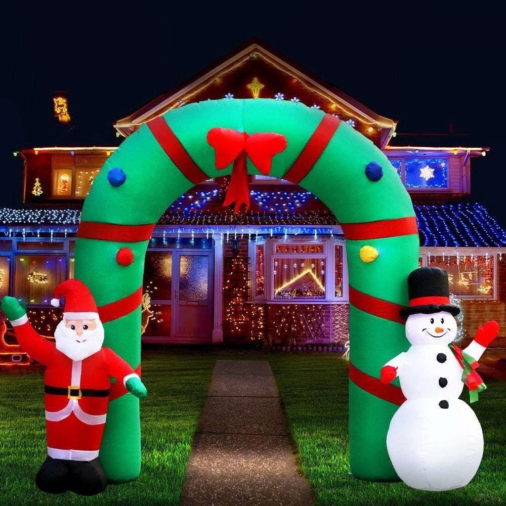 Jingle Jollys Christmas Inflatable Giant Arch Way 2.8M Santa Snowman Light Decor