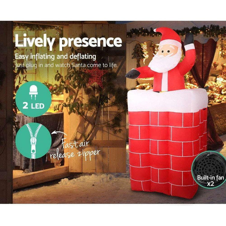 Jingle Jollys Christmas Inflatable Pop Up Santa 1.8M OutdoorDecorations Lights - Magdasmall