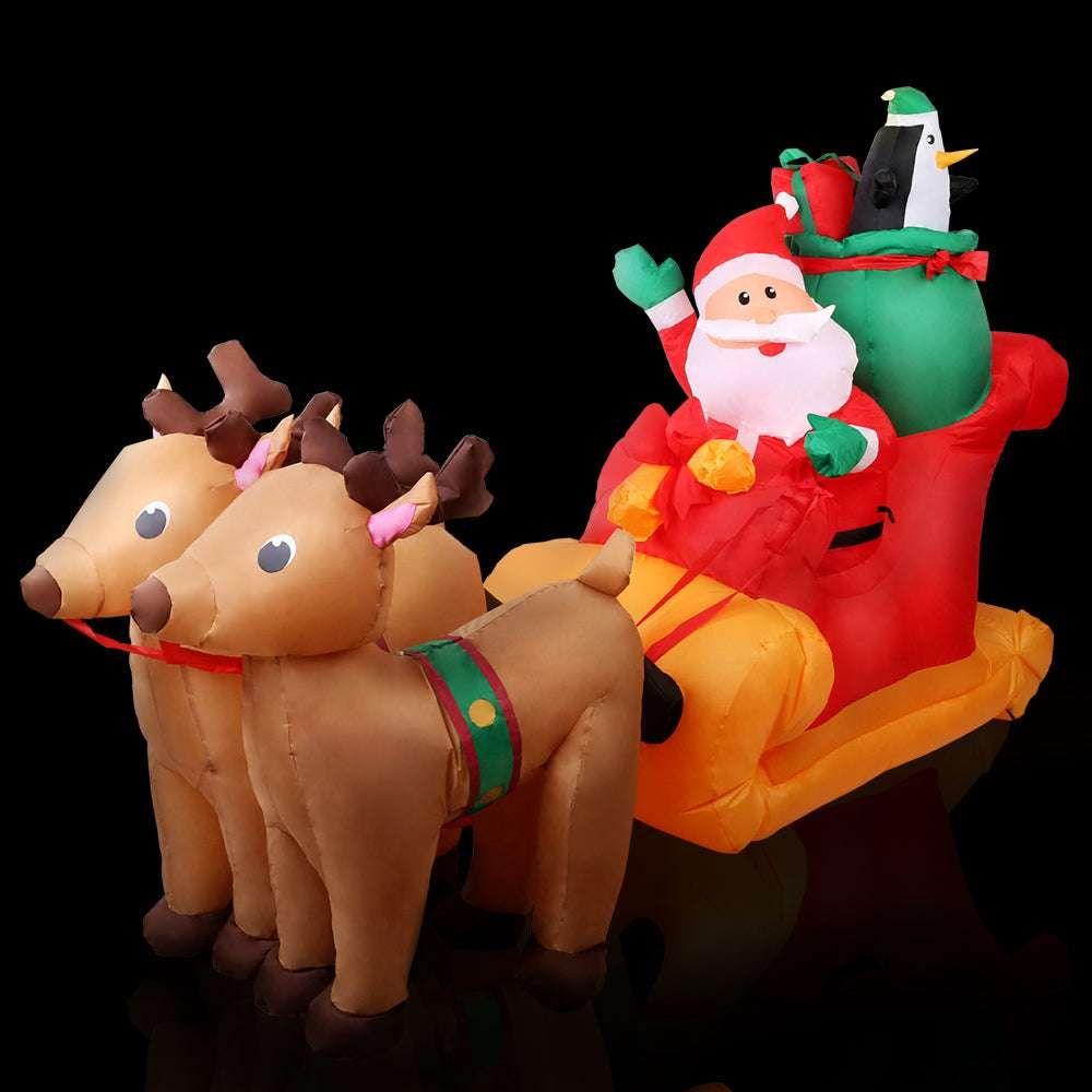 Jingle Jollys Christmas Inflatable Santa Sleigh 2.2M Outdoor Decorations LED - Magdasmall